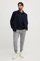 Tommy Hilfiger longsleeve din bumbac MW0MW36501 bleumarin AW24