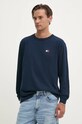 Tommy Jeans longsleeve din bumbac imprimeu bleumarin DM0DM18436