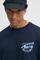 Бавовняний лонгслів Tommy Jeans темно-синій DM0DM20595