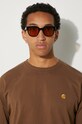Carhartt WIP cotton longsleeve top Chase I026392.218XX brown
