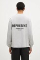 Бавовняний лонгслів Represent Represent Owners Club надрук сірий OCM41119.158