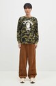 Bavlnené tričko s dlhým rukávom A Bathing Ape 1ST CAMO COLLEGE LONGSLEEVE TEE 1K80111008 zelená