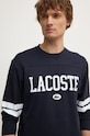Βαμβακερή μπλούζα με μακριά μανίκια Lacoste μαύρο TH7609