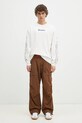 Памучна блуза с дълги ръкави PLEASURES Fiery Heavyweight Longsleeve P24W027 бял