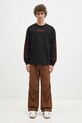 Хлопковый лонгслив PLEASURES Fiery Heavyweight Longsleeve P24W027 чёрный