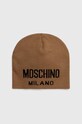 Vlněná čepice Moschino vlna hnědá M5802.60016