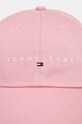 Tommy Jeans șapcă de baseball din bumbac AW0AW16868 roz SS25
