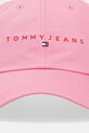 Tommy Jeans czapka z daszkiem bawełniana AW0AW16868 różowy SS25