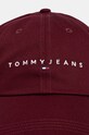 Βαμβακερό καπέλο του μπέιζμπολ Tommy Jeans AW0AW16868 μπορντό AW25