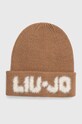 Liu Jo czapka wełniana wełna beżowy 2F4053.M0300