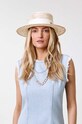 LE SH KA headwear cappello Double Chain Pearl Canotier applique beige DCPearlCanotier