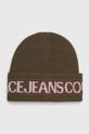 Vlnená čiapka Versace Jeans Couture vlna zelená 77HAZK40.ZG020