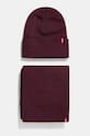 Шапка и шал Levi's средно дебел бордо 000JT.0001