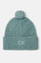 Vlněná čepice Calvin Klein vlna tyrkysová K60K612586