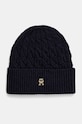 Vunena kapa Tommy Hilfiger bez uzorka mornarsko plava AW0AW16629