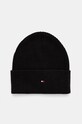 Kapa s dodatkom kašmira Tommy Hilfiger bez uzorka crna AW0AW16637