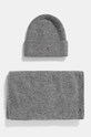 Vlněná čepice a šála Tommy Hilfiger s příměsí vlny šedá AW0AW17124