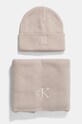 Čepice a šála Calvin Klein Jeans středně silná béžová K60K612666
