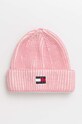 Tommy Jeans czapka z domieszką wełny różowy AW0AW16785