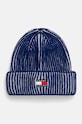 Tommy Jeans czapka z domieszką wełny niebieski AW0AW16785
