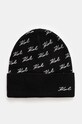 Čepice z vlněné směsi Karl Lagerfeld s příměsí vlny černá 246W3414