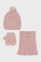 Čepice, nákrčník a dětské rukavice Mayoral s příměsí vlny růžová 10768.4C.Czapkakom.9BYH