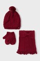 Mayoral czapka, komin i rękawiczki dziecięce z domieszką wełny czerwony 10768.4C.Czapkakom.9BYH