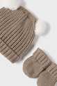 Dječja kapa i rukavice Mayoral Newborn 9766.1J.Newborn.9BYH smeđa AW24