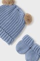 Mayoral Newborn czapka i rękawiczki dziecięce 9766.1J.Newborn.9BYH niebieski AW24