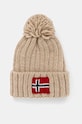 Čiapka s prímesou vlny Napapijri SEMIURY 6 s prímesou vlny béžová NP0A4GMHN1J1
