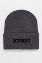 Iceberg czapka wełniana drobny wzór szary 3042.9005