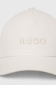 HUGO czapka z daszkiem bawełniana 50518901 beżowy AW24