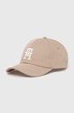 Bavlněná baseballová čepice Tommy Hilfiger bavlna béžová AM0AM12541