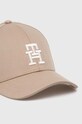 Tommy Hilfiger czapka z daszkiem bawełniana AM0AM12541 beżowy AW24
