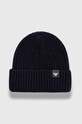 Vunena kapa Emporio Armani bez uzorka mornarsko plava 627449.4F565