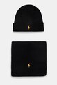 Шерстяная шапка и шарф Polo Ralph Lauren тонкий чёрный 710951146