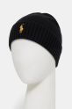 Μάλλινος σκούφος και κασκόλ Polo Ralph Lauren 710951146 μαύρο AW24