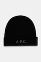Vlněná čepice A.P.C. bonnet harry vlna černá WVBDK.M25085