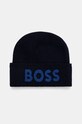Шапка с примесью шерсти BOSS с добавлением шерсти тёмно-синий 50524348