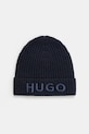HUGO czapka wełniana wełna granatowy 50527804