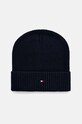 Шапка з домішкою кашеміру Tommy Hilfiger аплікація темно-синій AM0AM12796