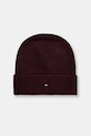 Čiapka s prímesou kašmíru Tommy Hilfiger s prímesou vlny burgundské AM0AM12796