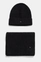 Tommy Hilfiger cappello e sciarpa con aggiunta di cashemire misto lana grigio AM0AM12937