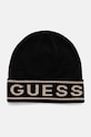 Guess czapka z domieszką wełny LOGO BEANIE z domieszką wełny czarny M4BZ06.Z3H82