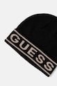 Guess czapka z domieszką wełny LOGO BEANIE M4BZ06.Z3H82 czarny AW24