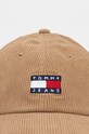 Manšestrová kšiltovka Tommy Jeans AM0AM12636 béžová AW24