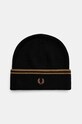 Vlněná čepice Fred Perry Twin Tipped Merino Wool Beanie vzorovaný černá C9150.S77