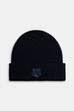 Maison Kitsuné wool beanie Bold Fox Head wool navy MM06111KT1022