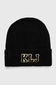 Čepice z vlněné směsi Karl Lagerfeld Jeans s příměsí vlny černá 245J3474