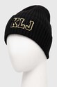 Čepice z vlněné směsi Karl Lagerfeld Jeans 245J3474 černá AW24